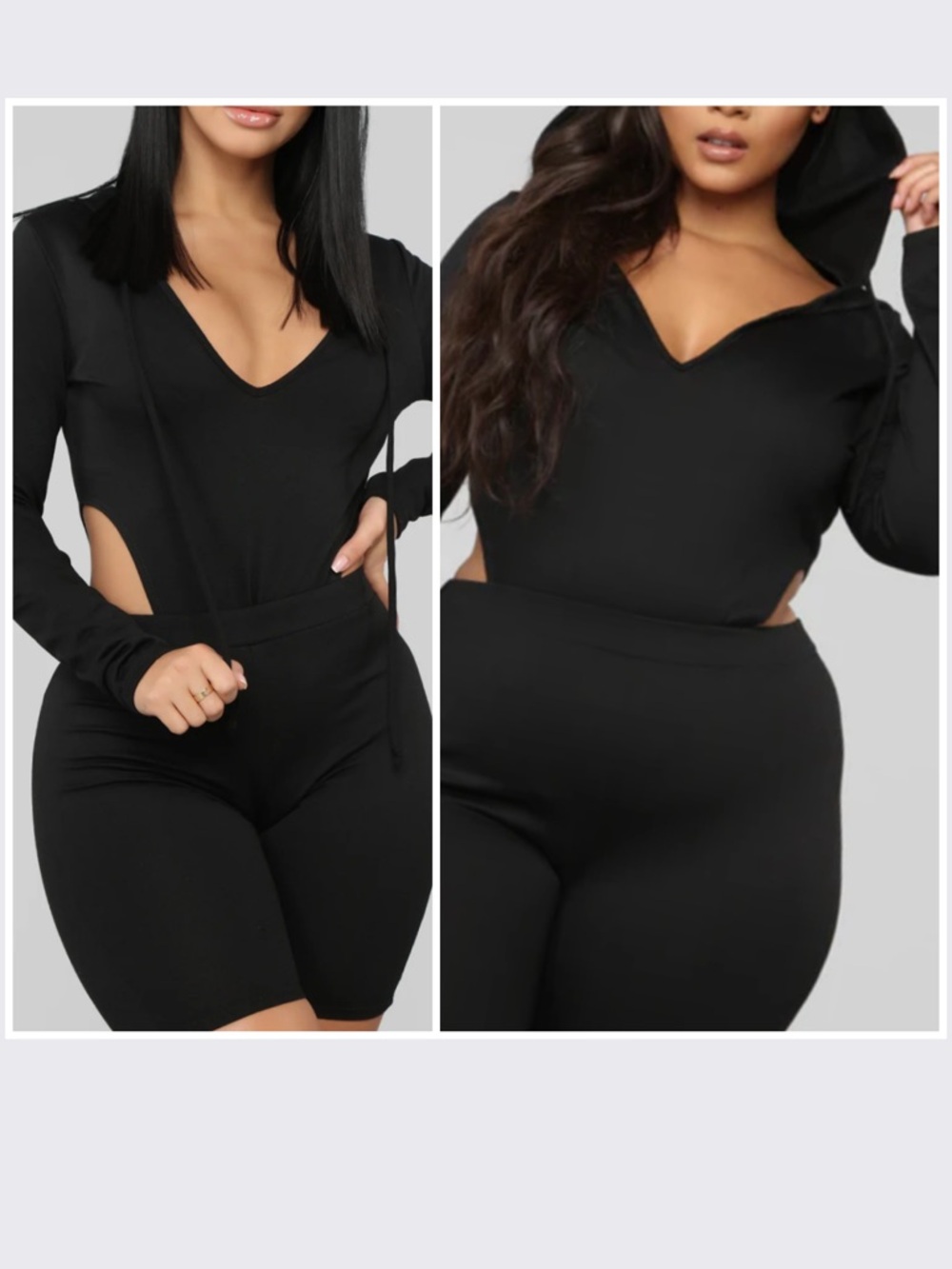 Hannah Cutout Hooded Biker Short  Set /Fashion Nova / Size Large